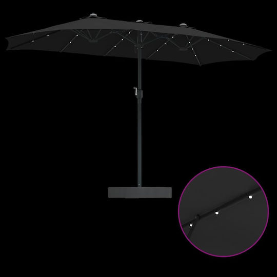 Aluminium Garten- und Terrassen-Sonnenschirm Schwarz 3,85x2,09xH2,44m