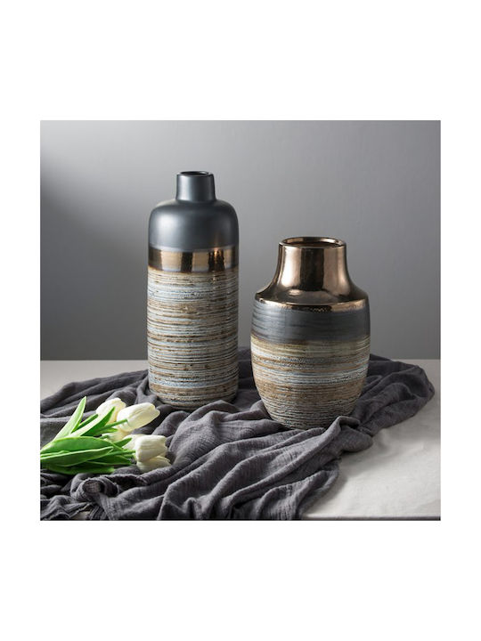 Artekko Evlub Dekorative Keramikvase Braun Bronze 18,5x18,5x28 cm