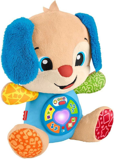 Fisher Price Animăluț Laugh and Learn Cățeluș Interactiv cu Urechi Albastre din Țesătură cu Muzică și Sunete pentru 6+ Luni