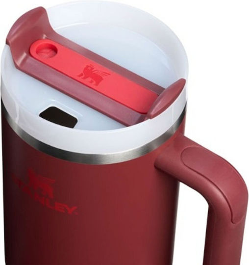 Stanley Quencher H2.0 FlowState Handled Tumbler Θερμός Ανοξείδωτο BPA Free 890ml Μπορντο με Καλαμάκι και Λαβή 10-12551-155