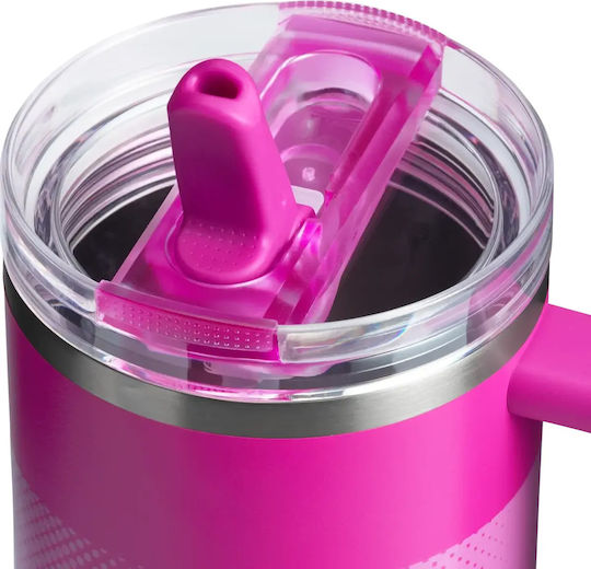 Stanley Flip Handled Tumbler Thermos Stainless Steel 1.18lt Violet Blossom with Straw and Handle