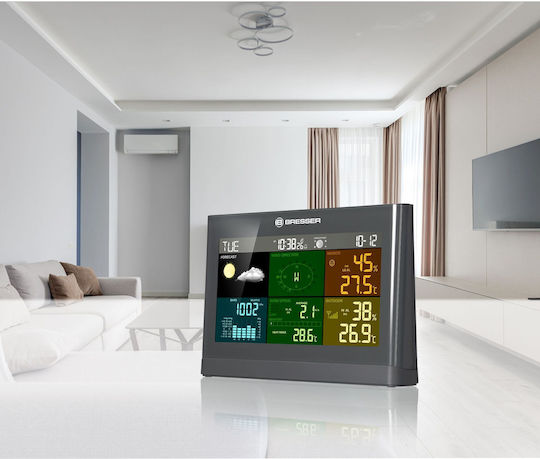 Bresser 5-in-1 Comfort Weather Center Wireless Digital Weather Station Tabletop Gray