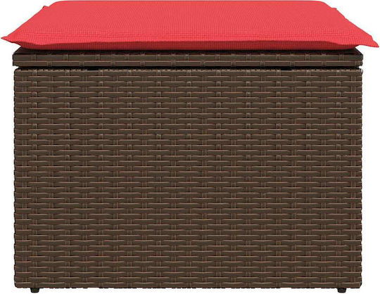 Gartenhocker Würfel Außeneinsatz Rattan mit Braunes Kissen 55x55x37cm