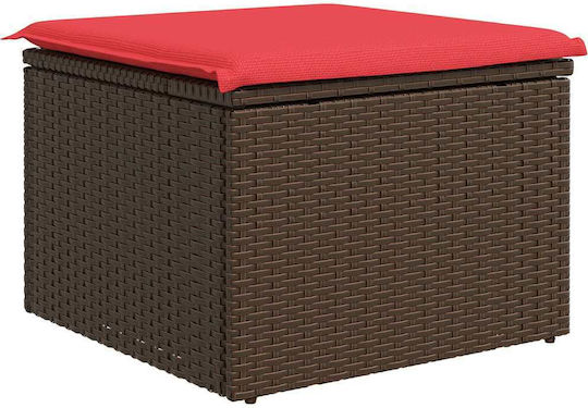 Gartenhocker Würfel Außeneinsatz Rattan mit Braunes Kissen 55x55x37cm