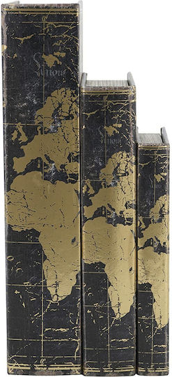 Artekko Buch Dekorative Buchbox Holz Stoff Gold Schwarz Set/3 Artekko Buch Dekorative Buchbox Holz Stoff Gold Schwarz Set/3