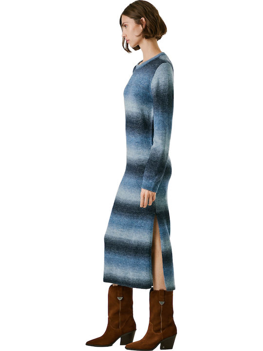 Dress Midi Φόρεμα Πλεκτό Μπλε