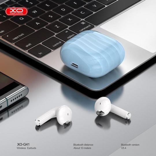 XO G41 Earbud Bluetooth Handsfree Ακουστικά με Αντοχή στον Ιδρώτα και Θήκη Φόρτισης Μπλε