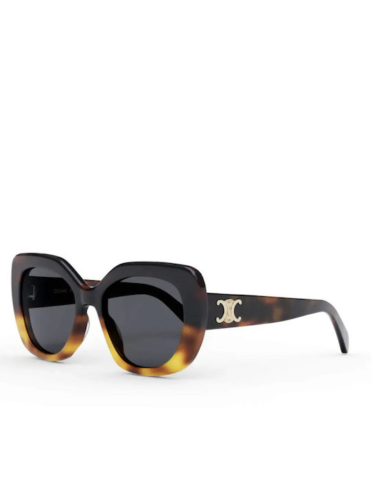 Celine Triomphe Women's Sunglasses with Brown Tartaruga Plastic Frame and Gray Lens cl40226u-56A
