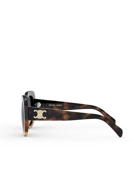 Celine Triomphe Women's Sunglasses with Brown Tartaruga Plastic Frame and Gray Lens cl40226u-56A