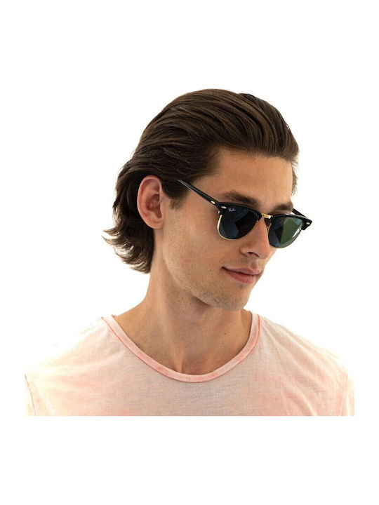 Ray Ban Clubmaster Unisex Sunglasses with Black Plastic Frame and Green Lens RB3016 W0365