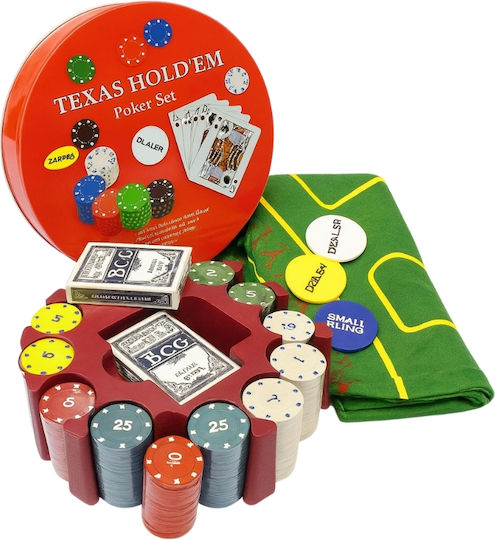 Σετ 240 Μάρκες Poker με 2 Τράπουλες και Τσόχα