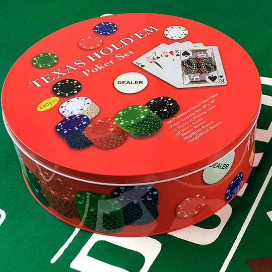 Σετ 240 Μάρκες Poker με 2 Τράπουλες και Τσόχα