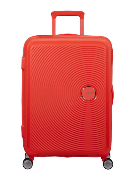 American Tourister Soundbox Μεσαία Βαλίτσα Ταξιδίου Σκληρή Neon Orange με 4 Ρόδες Ύψους 67εκ.
