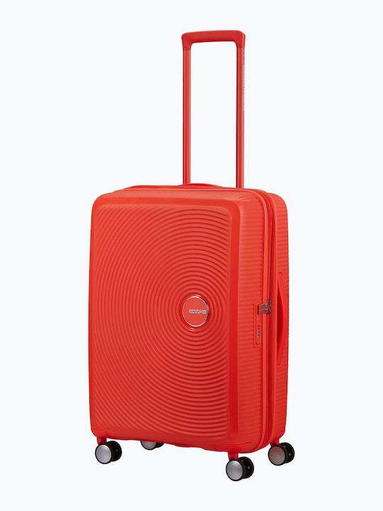 American Tourister Soundbox Μεσαία Βαλίτσα Ταξιδίου Σκληρή Neon Orange με 4 Ρόδες Ύψους 67εκ.
