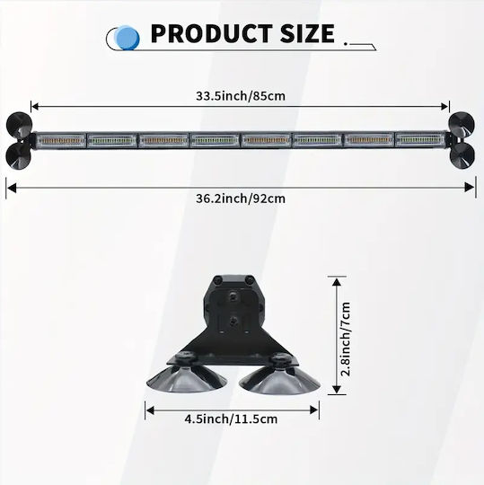 Auto-Signalleiste LED 12V 92cm mit Rot Beleuchtung