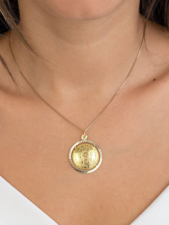 Kiriakos Gofas Pendant Kids Talisman with Chain Konstantinato made of Gold 14K KN576