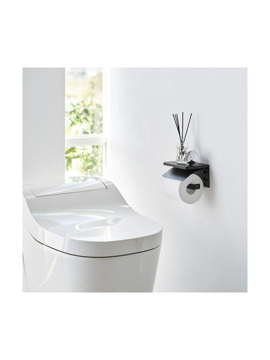Yamazaki Wall Mounted Toilet Paper Holder Tower Black