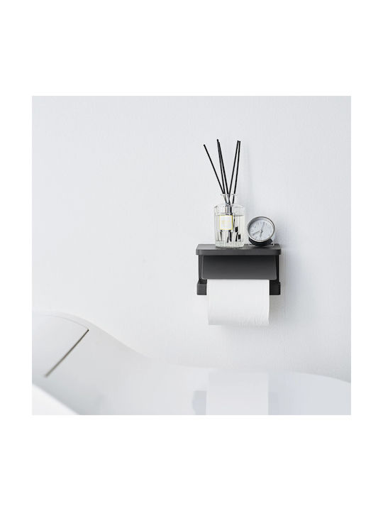 Yamazaki Wall Mounted Toilet Paper Holder Tower Black