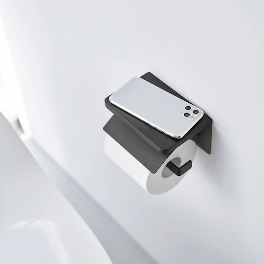 Yamazaki Wall Mounted Toilet Paper Holder Tower Black