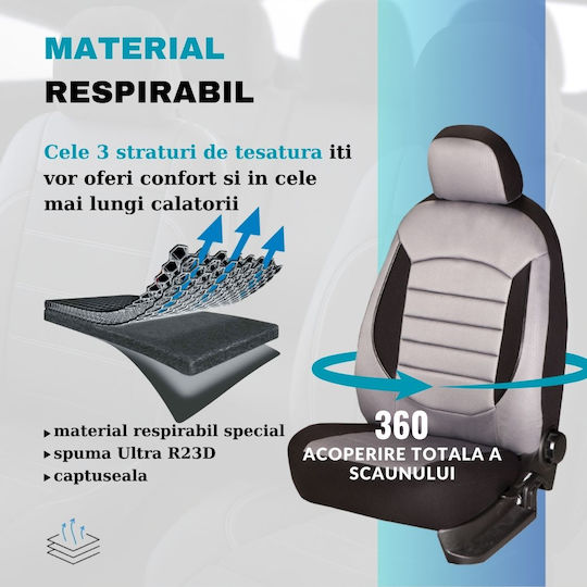 Smartic Car Seat Back Set 11pcs Gray
