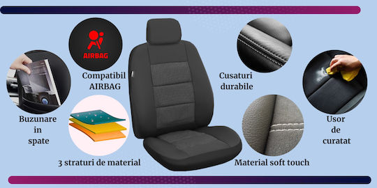 Smartic Set Spătare Auto 11buc Negru