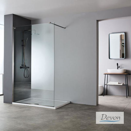 Devon Iwis Walk In Διαχωριστικό Ντουζιέρας με Συρόμενη Πόρτα 70x200cm Clear Glass Black