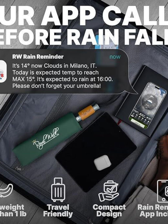Royal Walk Windproof Automatic Umbrella Compact Green