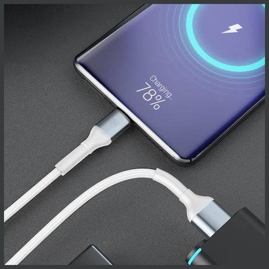 3MK USB 2.0 Cable USB-C male - USB-A 18W Λευκό 1m