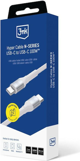 3MK USB 2.0 Kabel USB-C männlich - USB-C 100W PD Weiß 1m