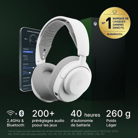 SteelSeries Arctis Nova 3X Over Ear Gaming Headset με σύνδεση Bluetooth / USB Λευκό for Nintendo Switch / PC / PS4 / PS5 / XBOX