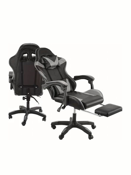 RC-K-1970 Καρέκλα Gaming Δερματίνης με Υποπόδιο Γκρι