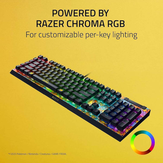 Razer Blackwidow V4 X Pokemon Kanto Starters Gaming Mechanical Keyboard with Razer Mechanical switches and RGB lighting (English US) Green
