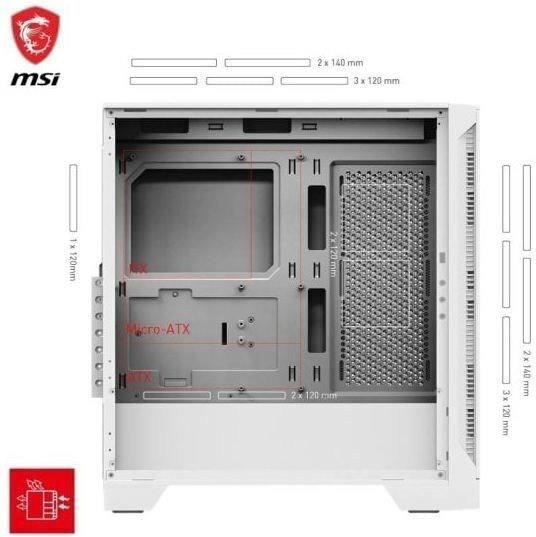 MSI Mag Forge 320R Airflow Gaming Midi-Turm Computergehäuse mit Seitenfenster Weiß
