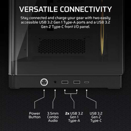 Corsair Frame 4500X RS-R ARGB Геймърско бюро Midi Tower Компютърна кутия със страничен прозорец Черен