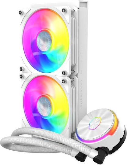 CoolerMaster Masterliquid PL240 Flux Υδρόψυξη AIO CPU με 2 Ανεμιστήρες 120mm και ARGB Φωτισμό Λευκή