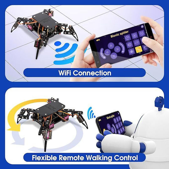 Bionic Spider Educational Kit Acebott Qd020 Project Arduino Esp32 Acebott Esp8266 Wifi Connection 8 Years +