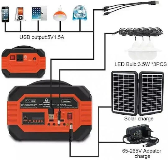 Solar Lighting System Power 3 Lamps Radio GET-EP-0128C-OEM