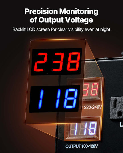 Vevor SXDYZHQZD110T6EC7001V2 Transformator de la 220V la 110V 3000VA