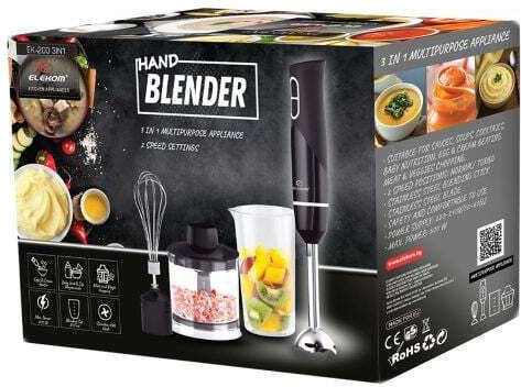 Elekom Blender De Mână Cu Tijă Din Inox 600W Negru