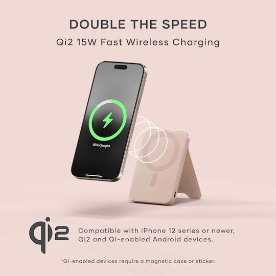 Satechi OntheGo MagSafe Power Bank 5000mAh 15W με Θύρα USB-C Ροζ Χρυσό
