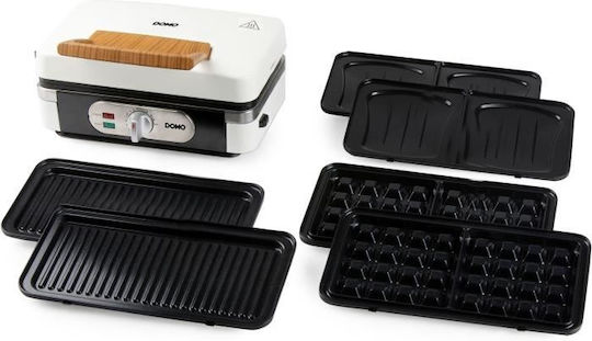 Domo Sandwichmaker Grill mit Abnehmbaren Keramikplatten 1100W Weiß