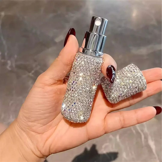 Nachfüllbare Parfümflasche Zola 10 Ml Metallisch 10,5 X 2,7 Cm Silber Kristalle Make-up Zubehör