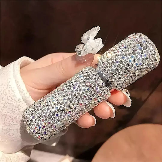 Nachfüllbare Parfümflasche Zola 10 Ml Metallisch 10,5 X 2,7 Cm Silber Kristalle Make-up Zubehör