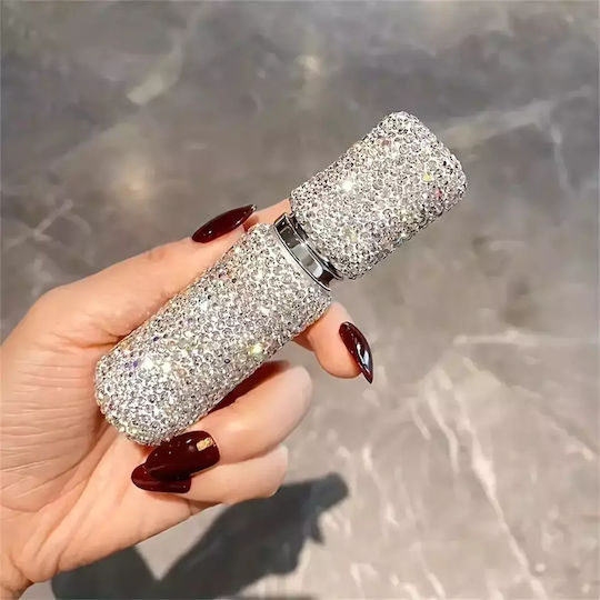 Nachfüllbare Parfümflasche Zola 10 Ml Metallisch 10,5 X 2,7 Cm Silber Kristalle Make-up Zubehör