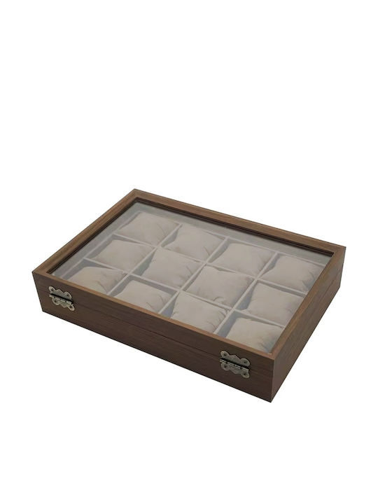 Elegant Wooden Box Storage Organization 12 Watches Pufo Noble Model Brown