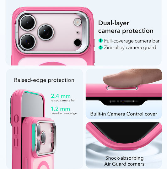 ESR Classic Hybrid Stash Umschlag Rückseite Metallisch Rosa (iPhone 17 Pro Max)