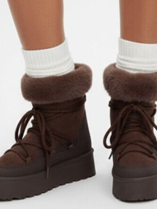 Stiefeletten Damen mit Pelz Braun