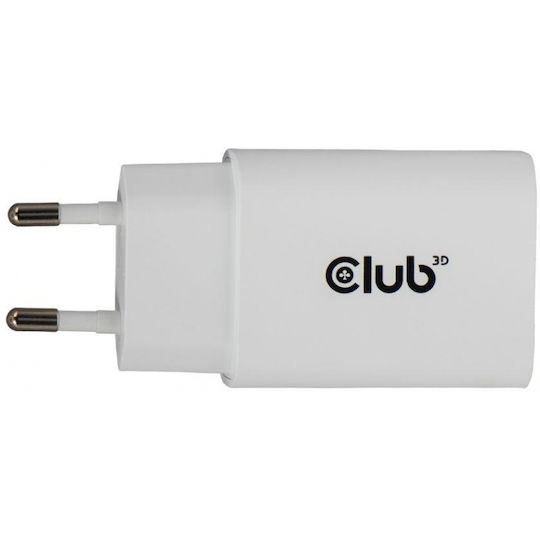 Club3D Charger Without Cable with USB-C Port 30W Power Delivery Whites (CAC-3020)