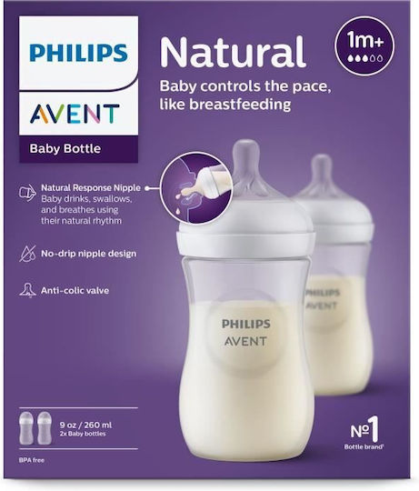 Philips Πλαστικό Μπιμπερό Κατά των Κολικών με Θηλή Σιλικόνης για 0+ μηνών Διάφανο 260ml