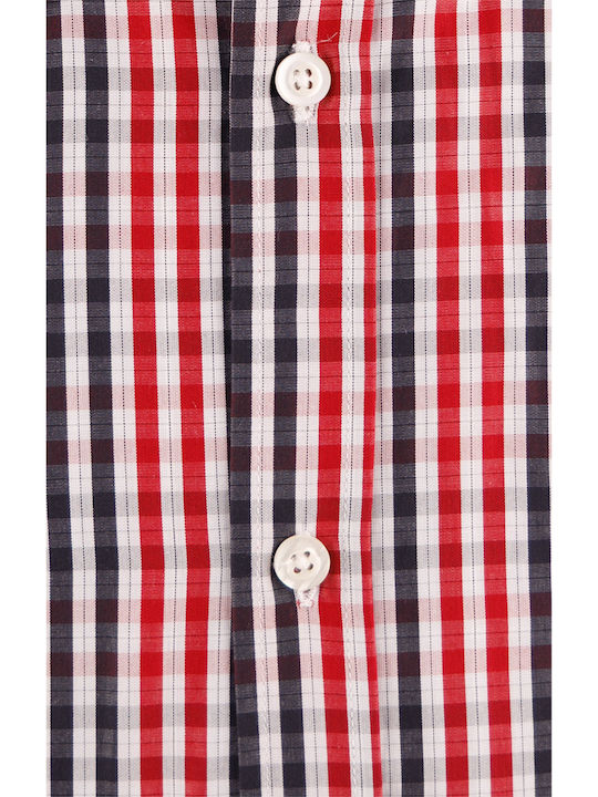 Long-sleeved Cotton Shirt Checked Red